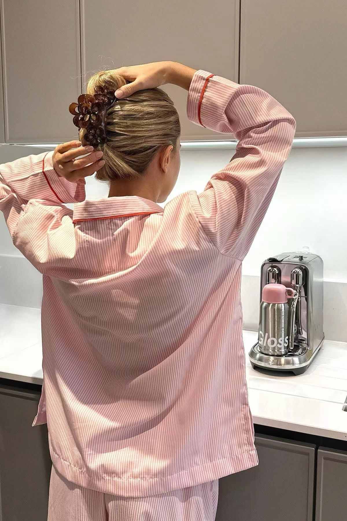 Della Heart-Button Pyjama Set | Women's Straight-Leg Two-Piece
