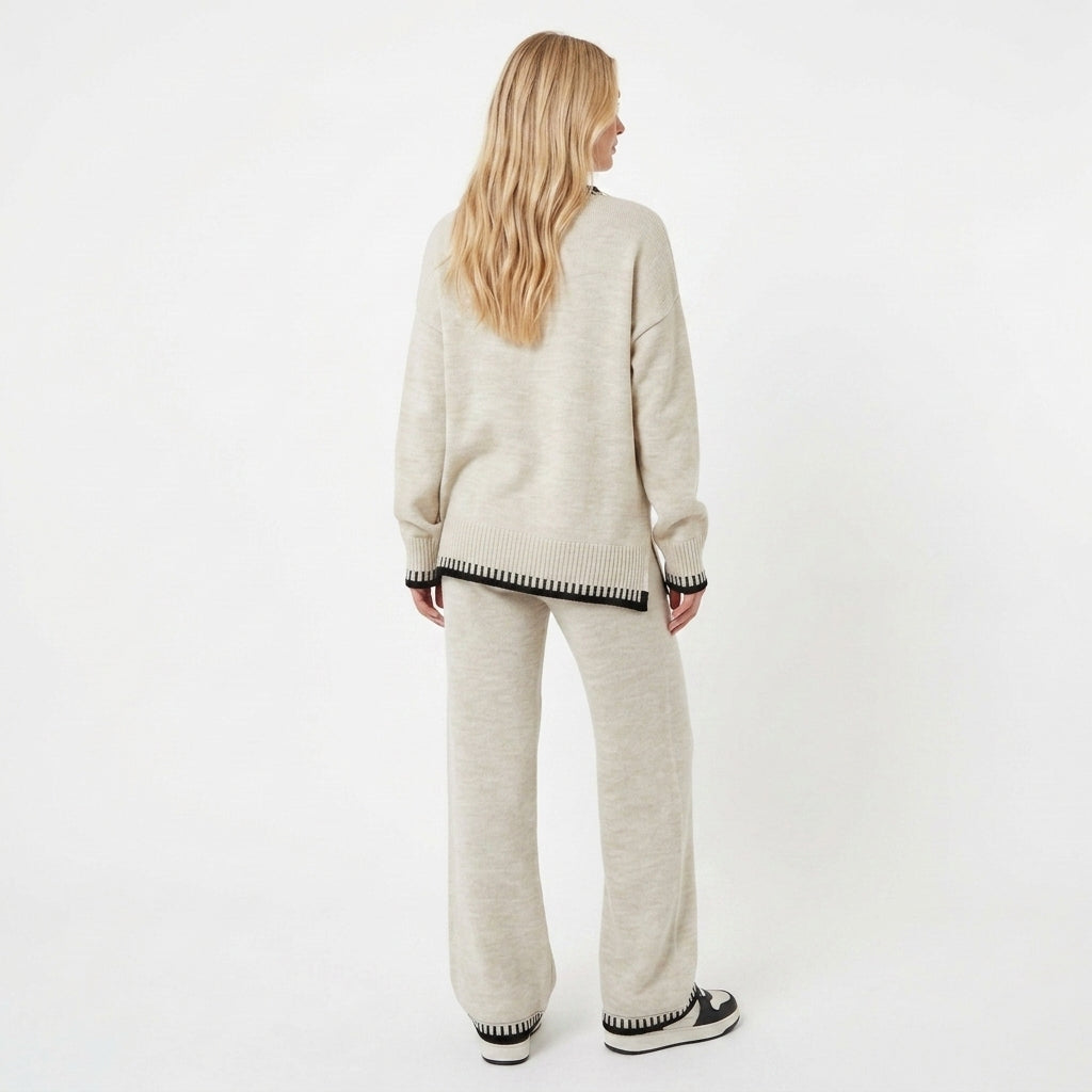 Greta Whipstitch Knit Lounge Set | Women's Wide-Leg Two-Piece