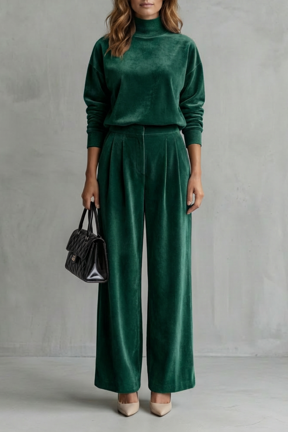 Élianne Velour Lounge Set | Women's Wide-Leg Two-Piece
