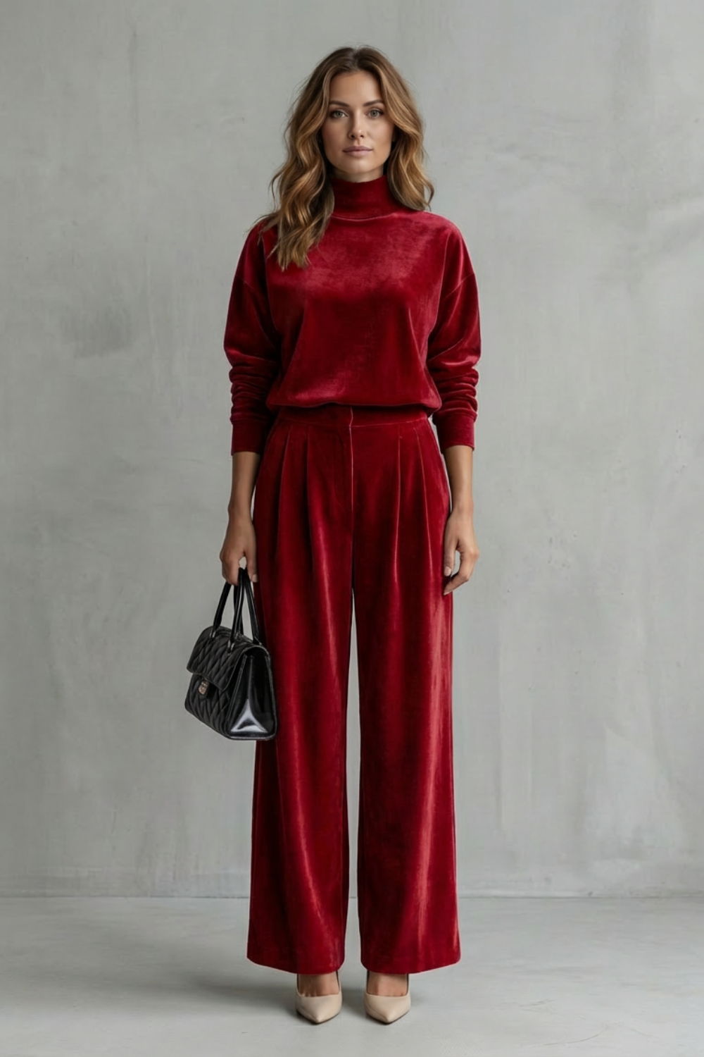 Élianne Velour Lounge Set | Women's Wide-Leg Two-Piece