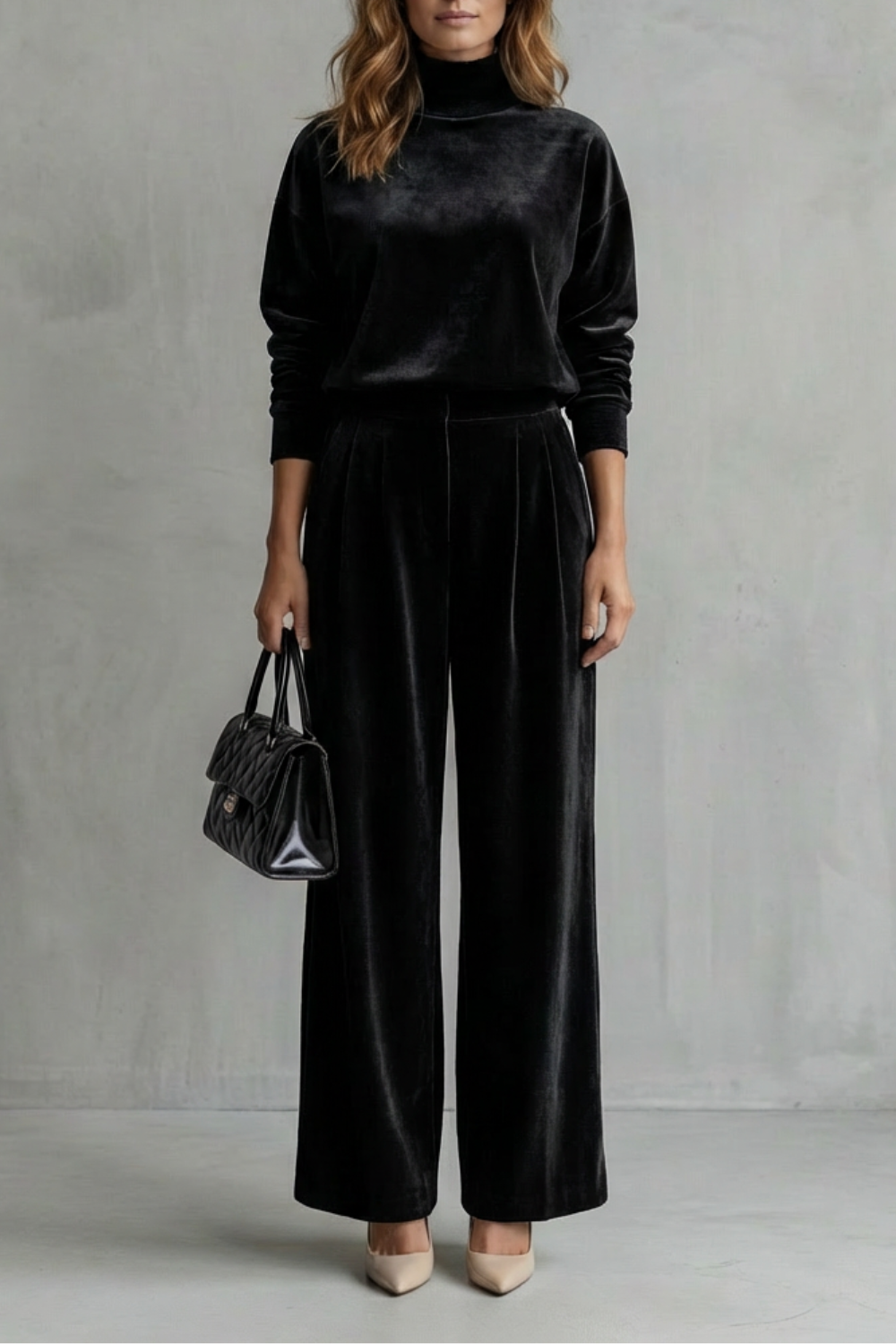 Élianne Velour Lounge Set | Women's Wide-Leg Two-Piece