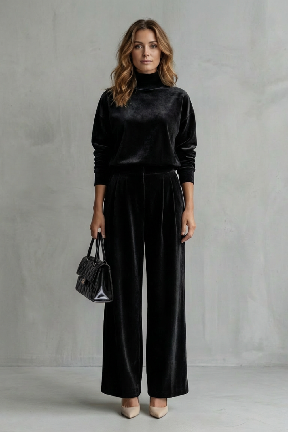 Élianne Velour Lounge Set | Women's Wide-Leg Two-Piece