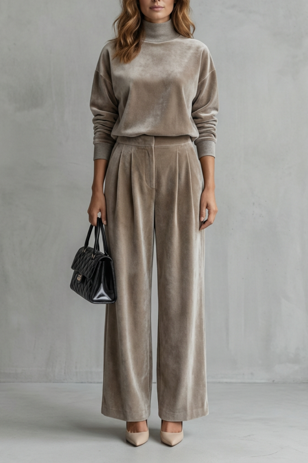 Élianne Velour Lounge Set | Women's Wide-Leg Two-Piece