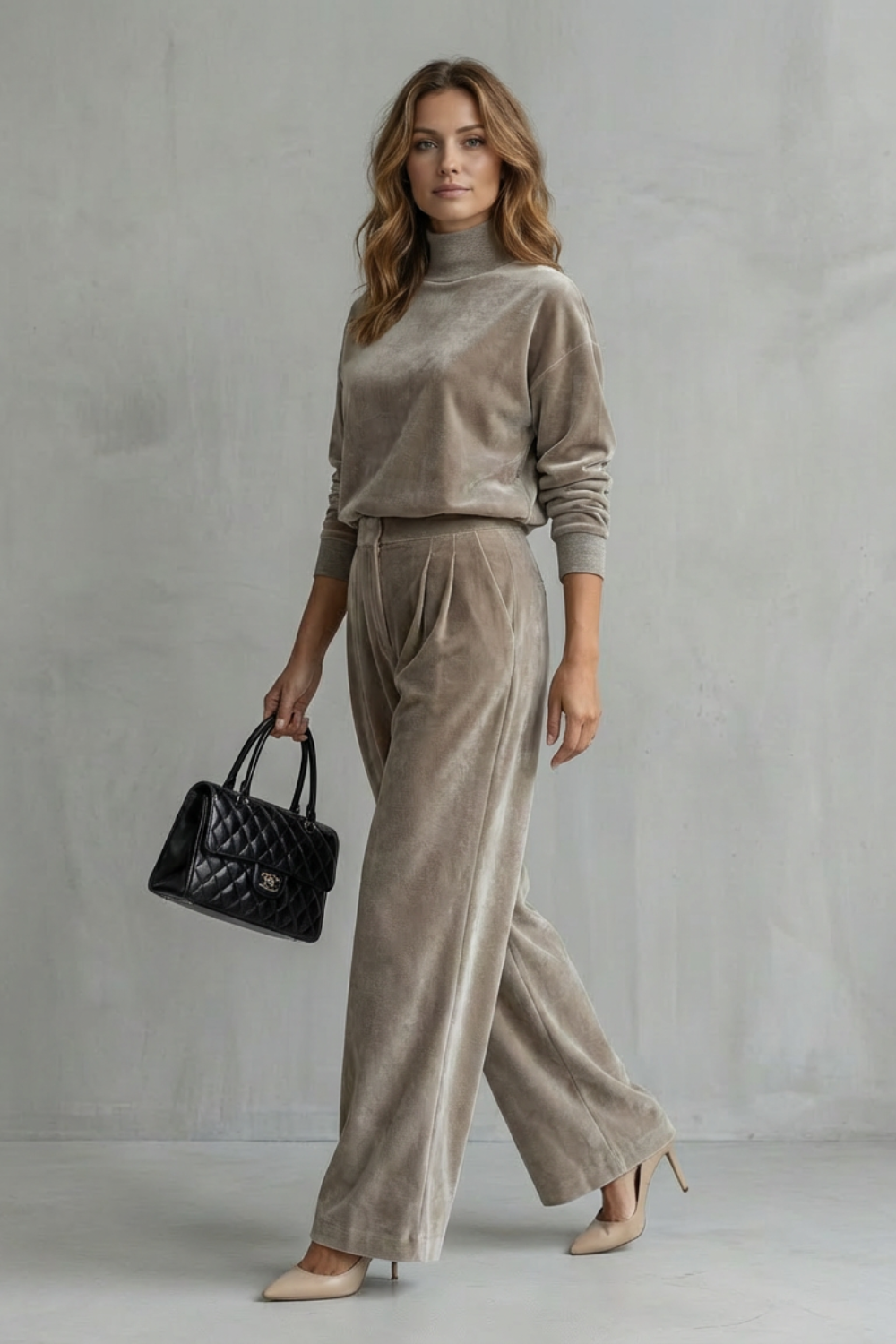 Élianne Velour Lounge Set | Women's Wide-Leg Two-Piece