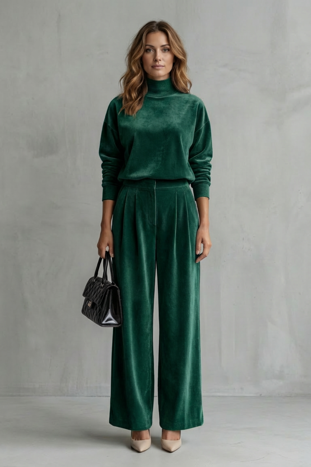 Élianne Velour Lounge Set | Women's Wide-Leg Two-Piece