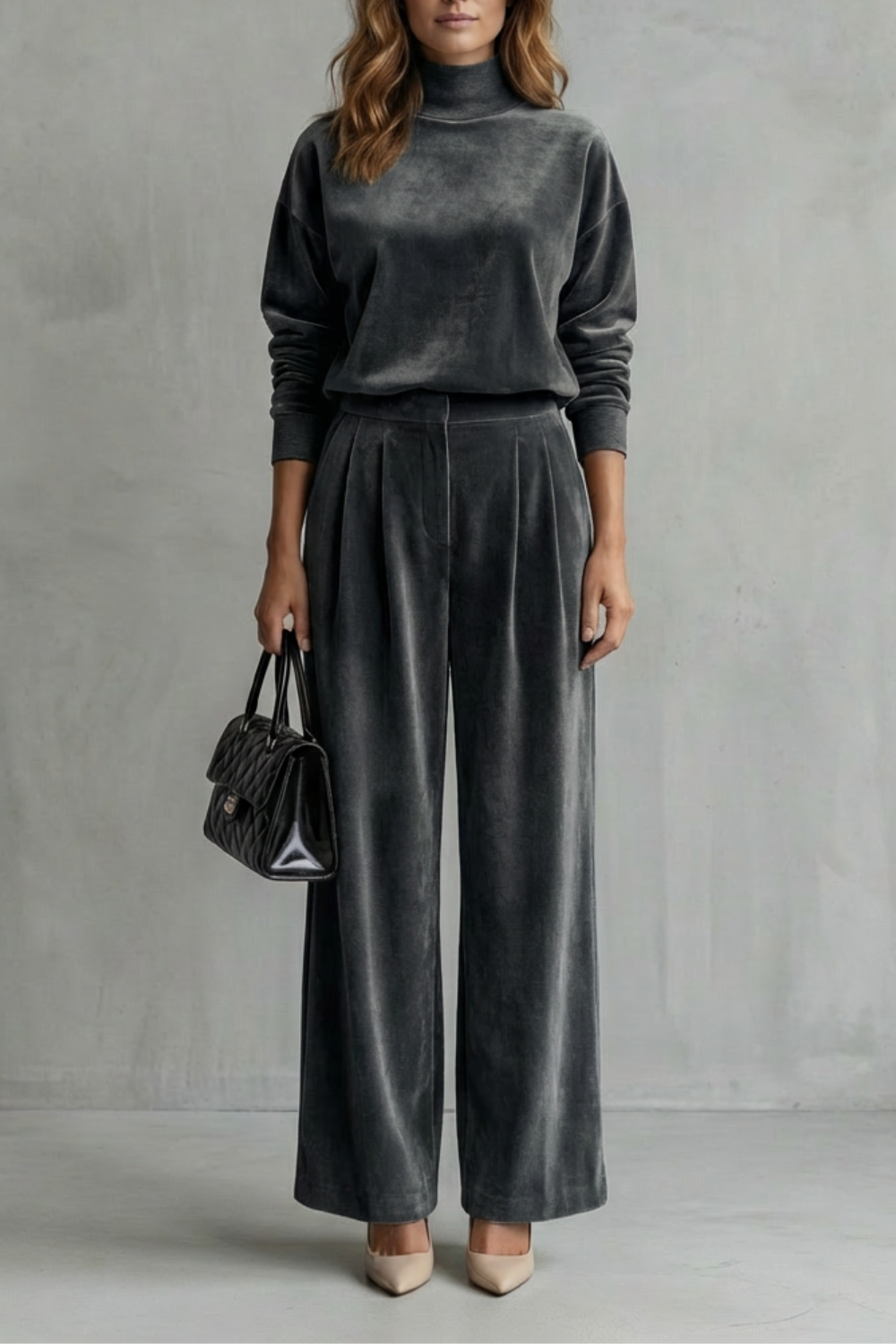 Élianne Velour Lounge Set | Women's Wide-Leg Two-Piece
