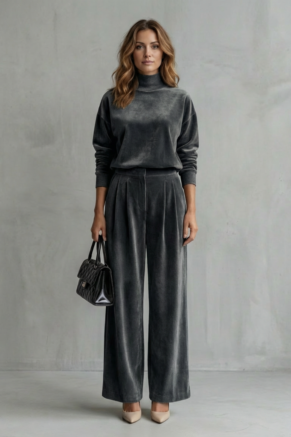 Élianne Velour Lounge Set | Women's Wide-Leg Two-Piece