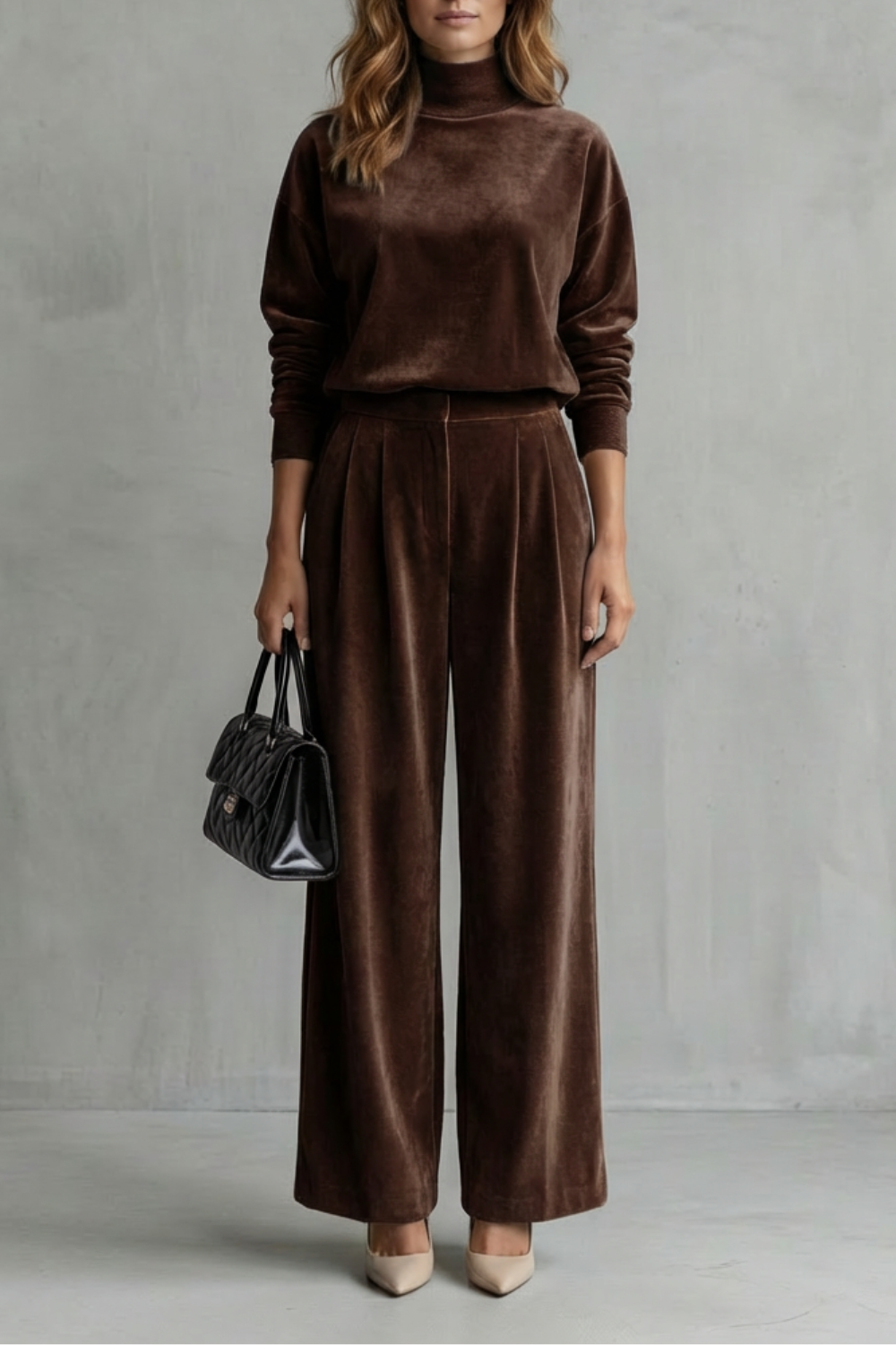 Élianne Velour Lounge Set | Women's Wide-Leg Two-Piece