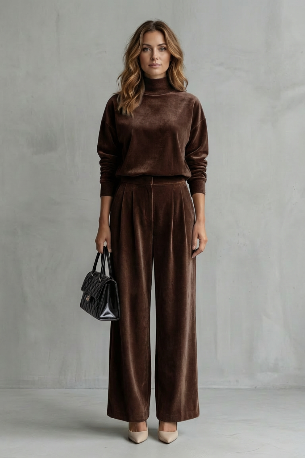 Élianne Velour Lounge Set | Women's Wide-Leg Two-Piece