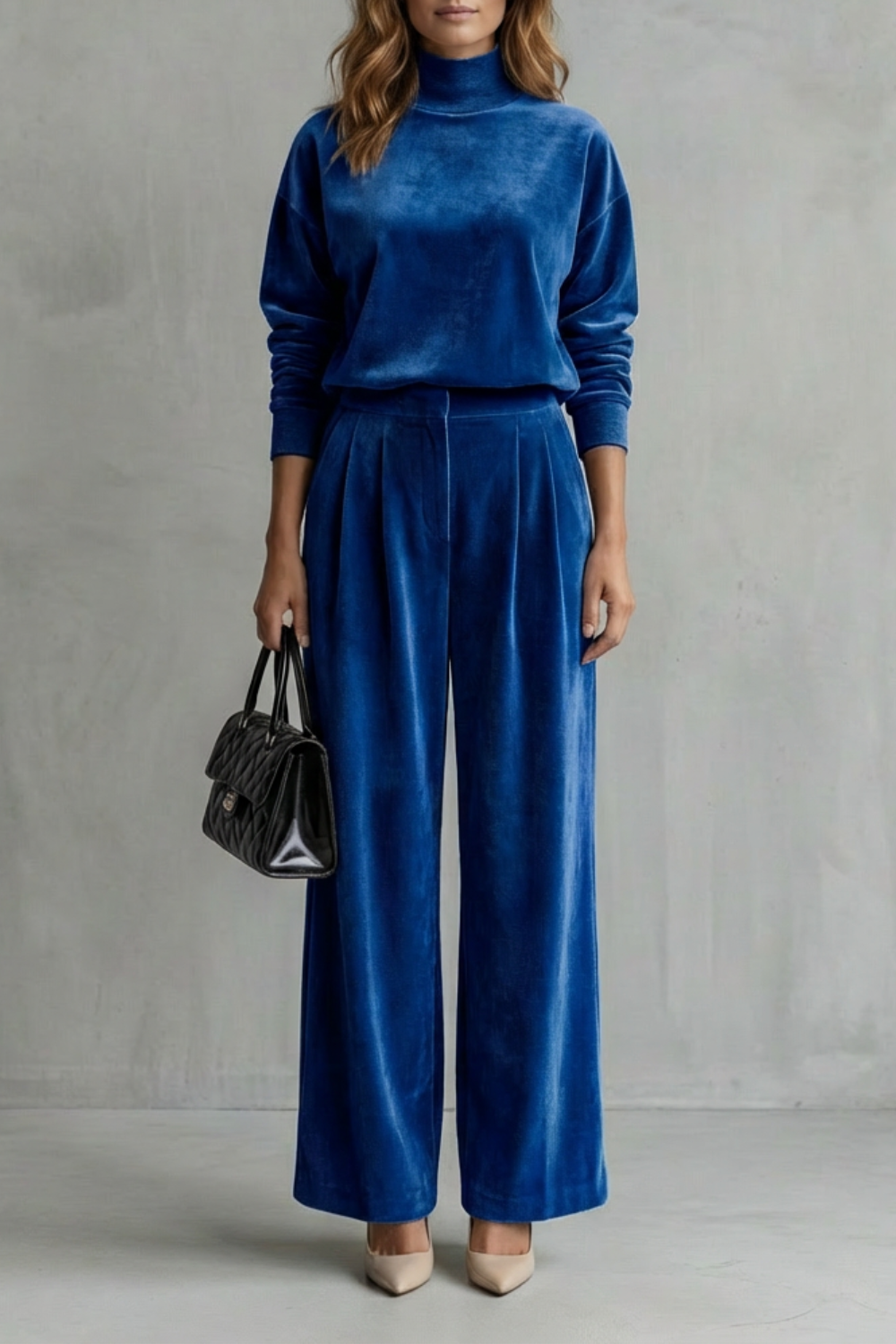 Élianne Velour Lounge Set | Women's Wide-Leg Two-Piece
