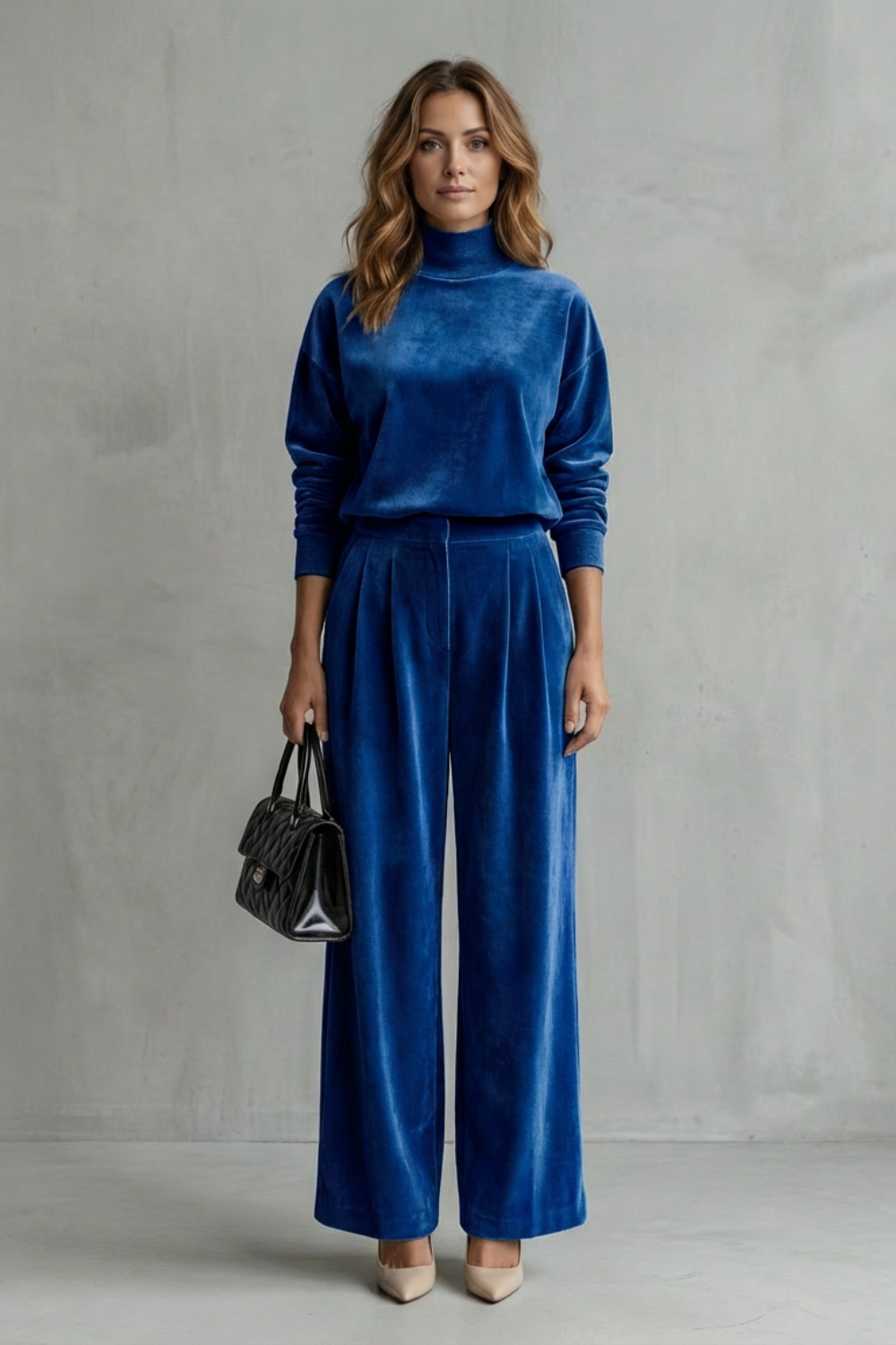 Élianne Velour Lounge Set | Women's Wide-Leg Two-Piece