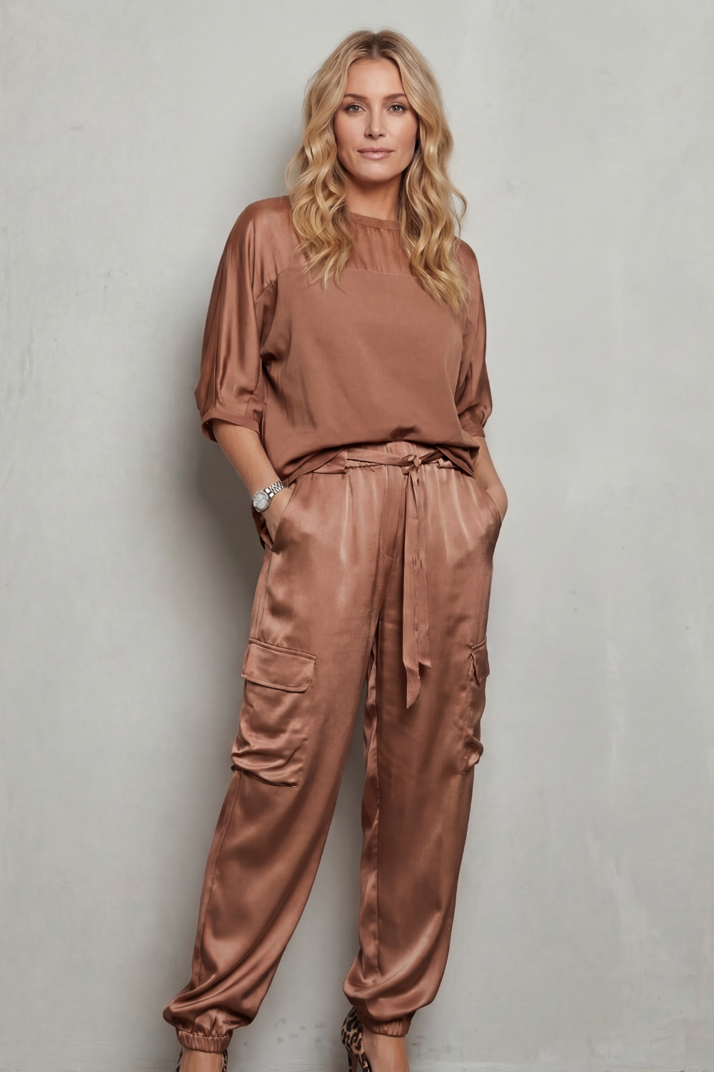 Finley Satin Cargo Lounge Set | Women's Two-Piece