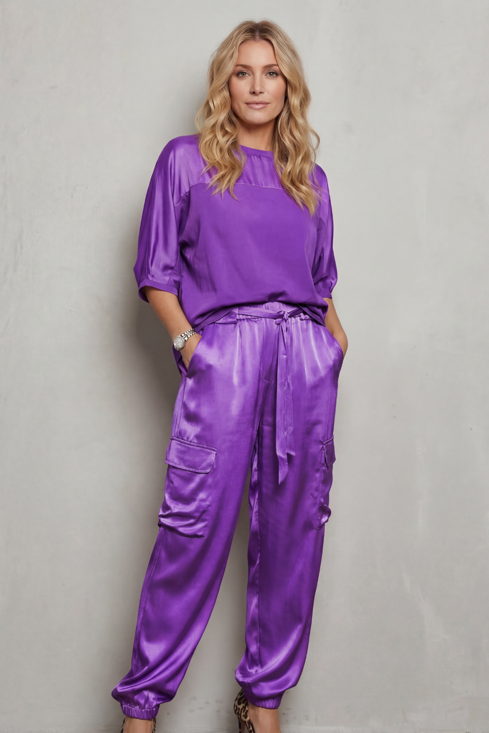 Finley Satin Cargo Lounge Set | Women's Two-Piece
