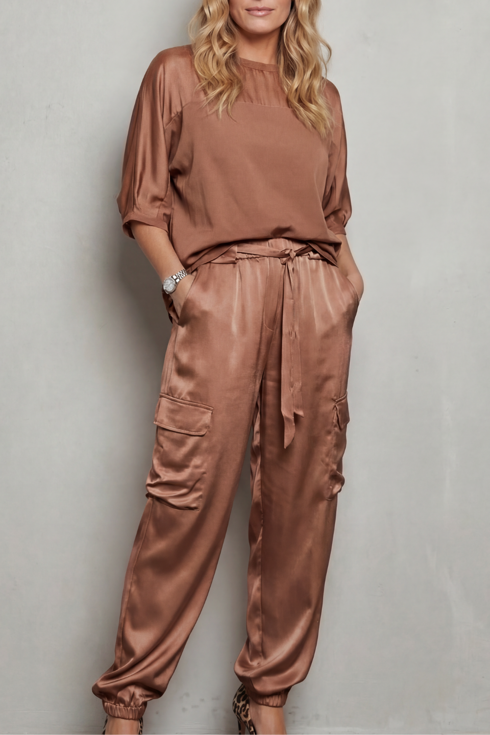 Finley Satin Cargo Lounge Set | Women's Two-Piece