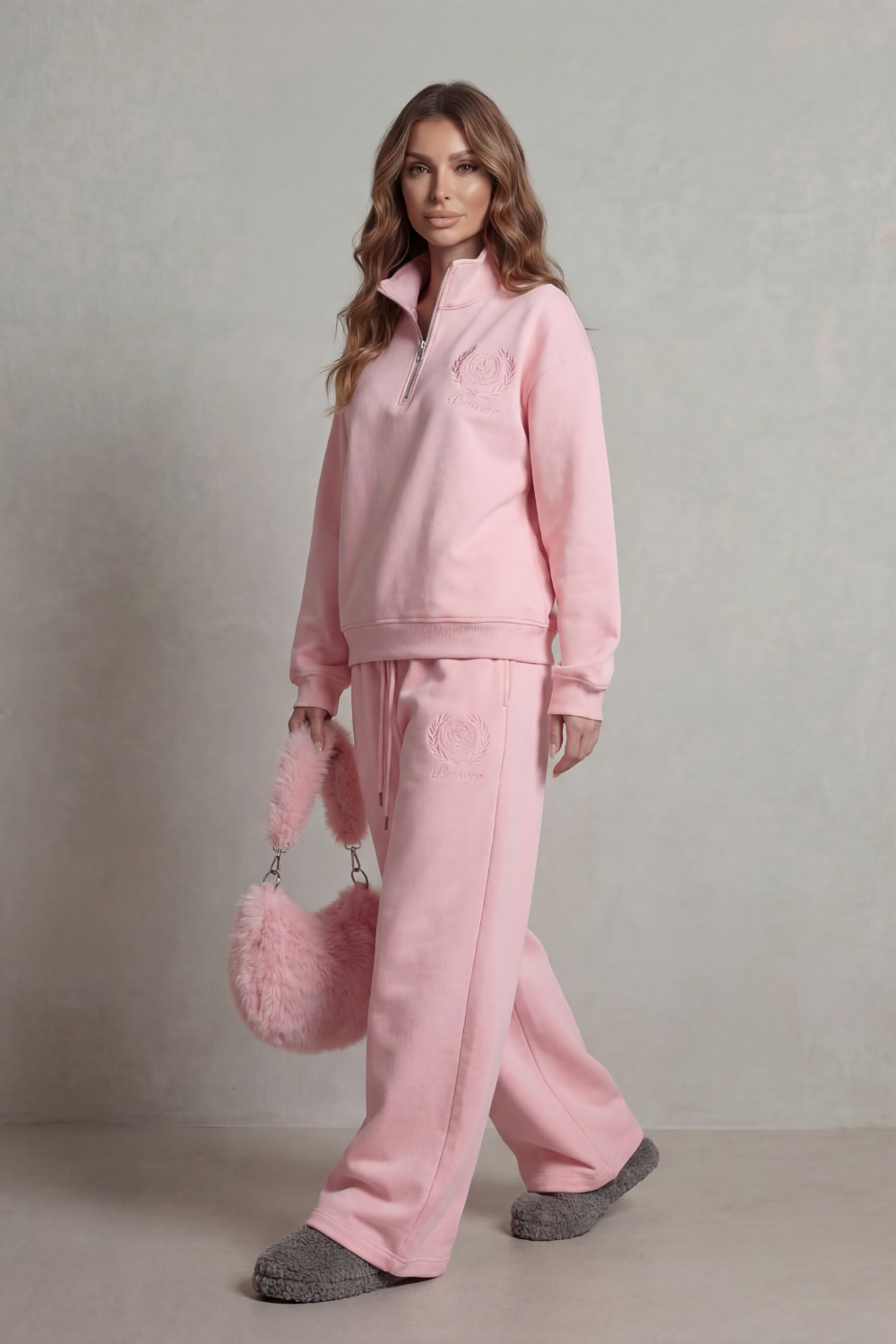 Florevée Embroidered Half-Zip Set | Women's Wide-Leg Lounge