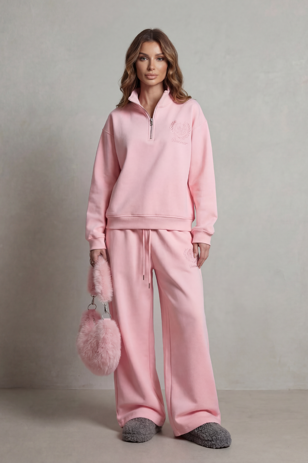 Florevée Embroidered Half-Zip Set | Women's Wide-Leg Lounge