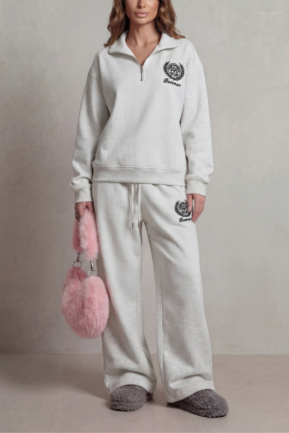 Florevée Embroidered Half-Zip Set | Women's Wide-Leg Lounge