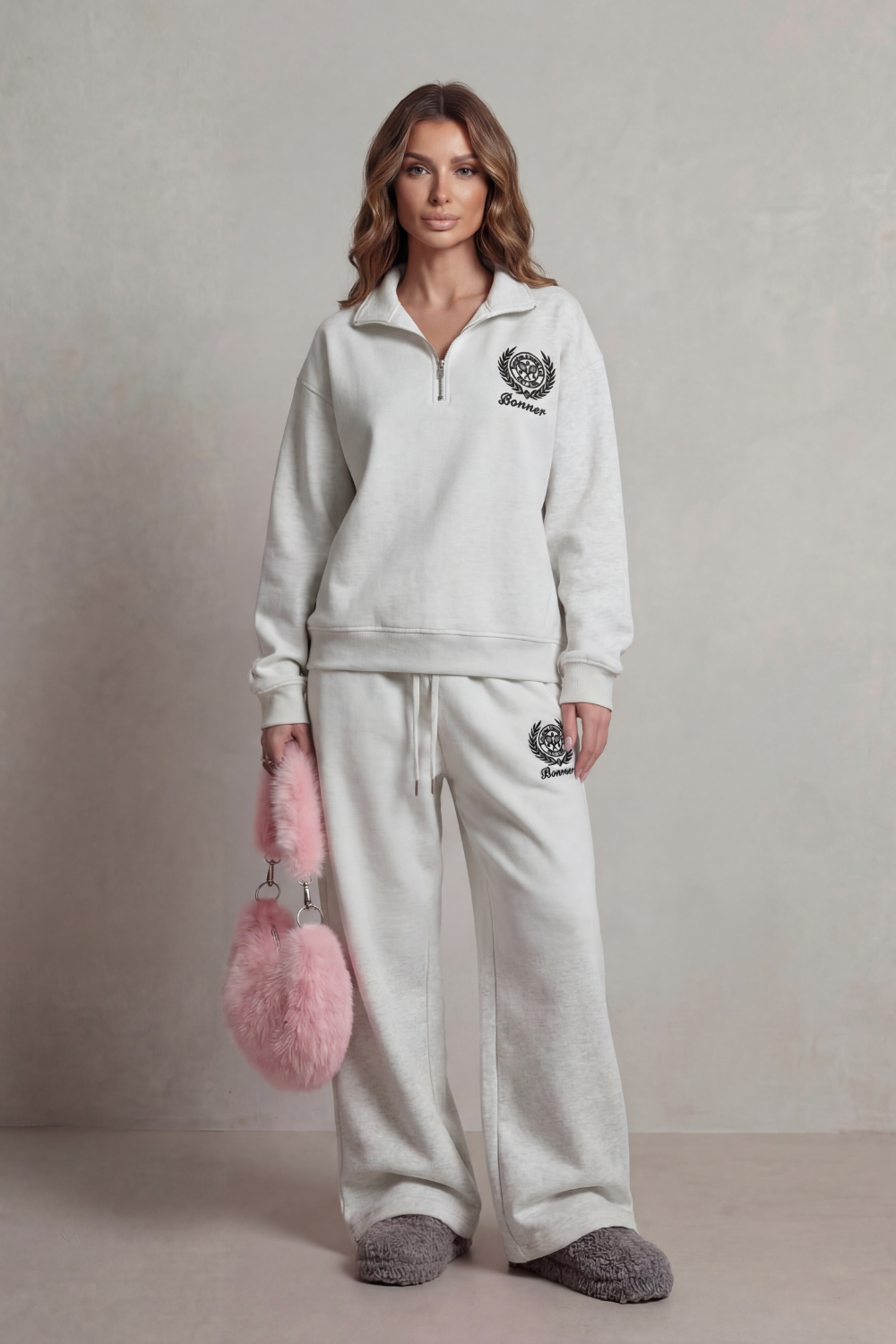 Florevée Embroidered Half-Zip Set | Women's Wide-Leg Lounge