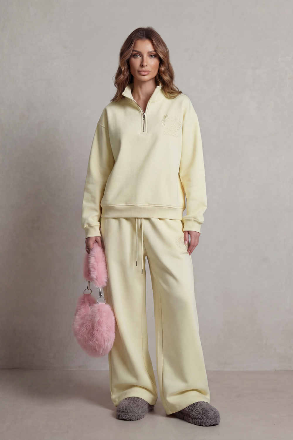 Florevée Embroidered Half-Zip Set | Women's Wide-Leg Lounge