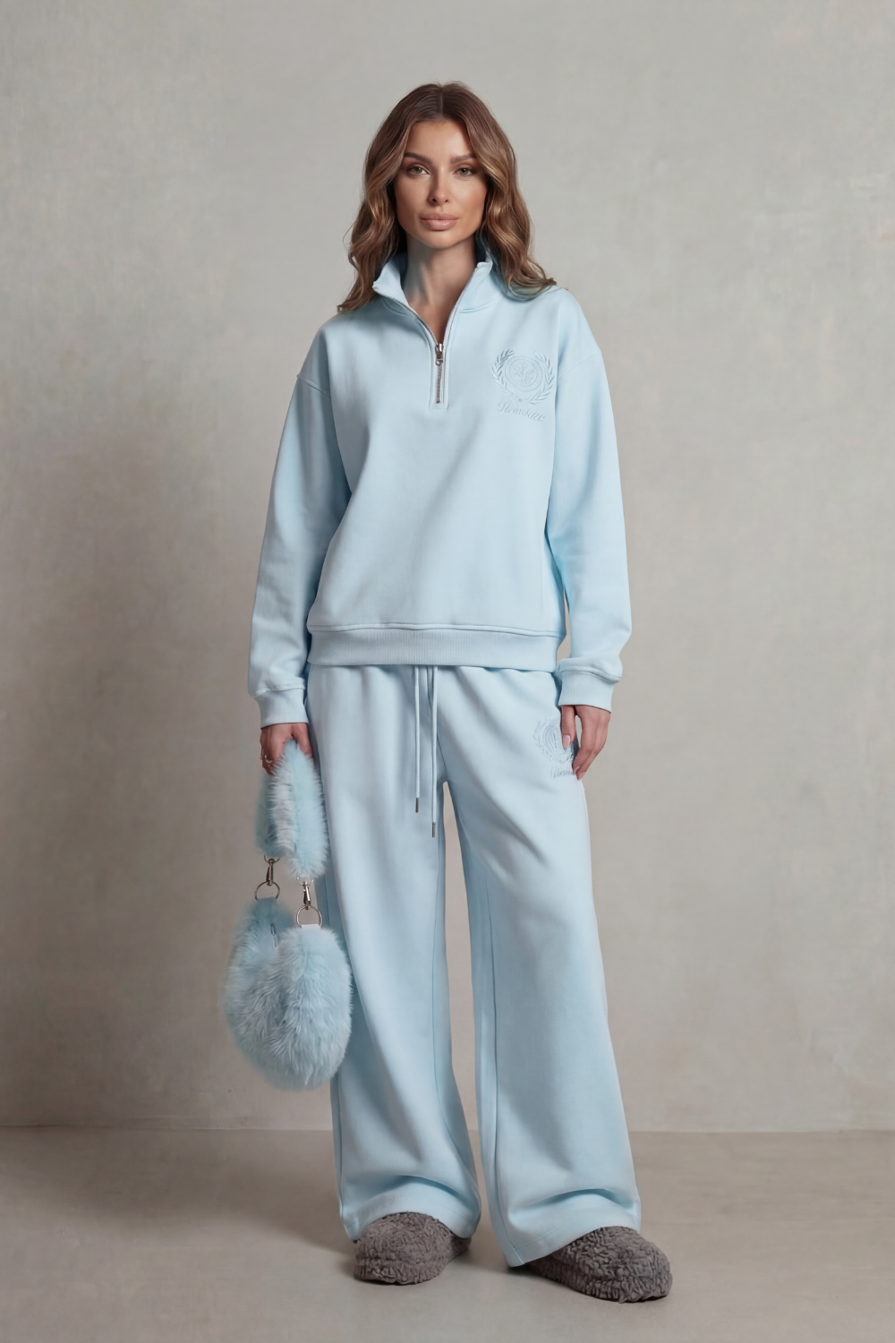 Florevée Embroidered Half-Zip Set | Women's Wide-Leg Lounge