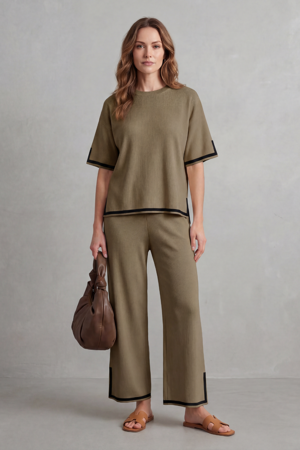 Jeah Contrast-Trim Lounge Set | Women's Wide-Leg Two-Piece