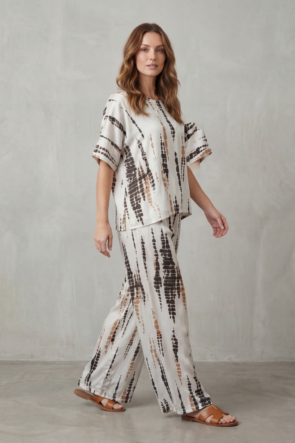 Marie Abstract-Print Wide-Leg Set | Women's Two-Piece