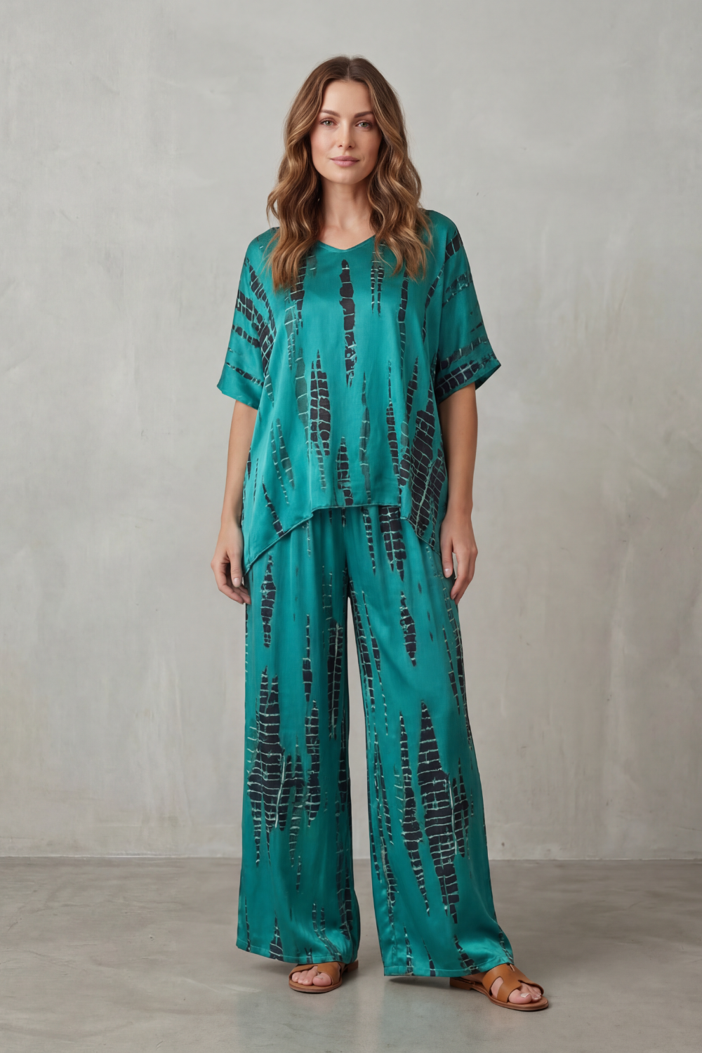 Marie Abstract-Print Wide-Leg Set | Women's Two-Piece