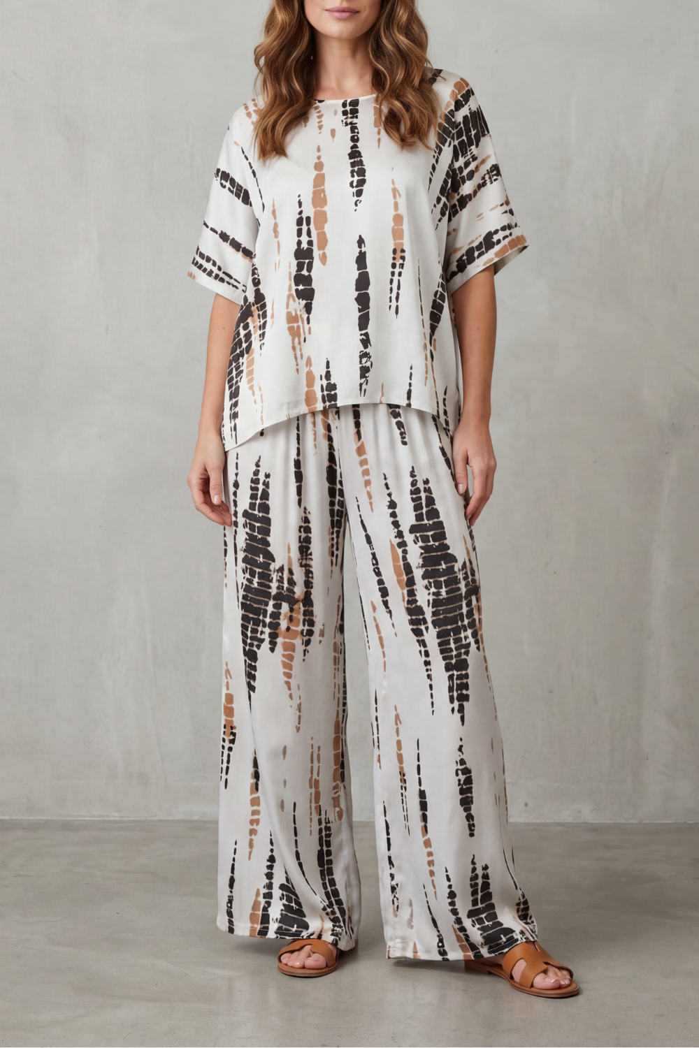 Marie Abstract-Print Wide-Leg Set | Women's Two-Piece