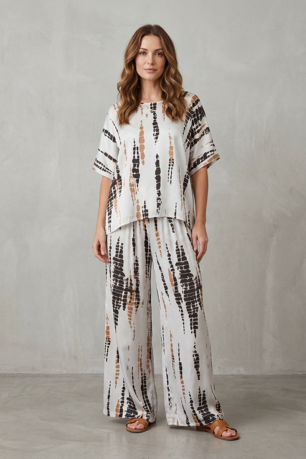 Marie Abstract-Print Wide-Leg Set | Women's Two-Piece