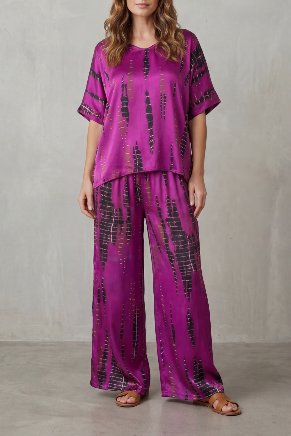 Marie Abstract-Print Wide-Leg Set | Women's Two-Piece
