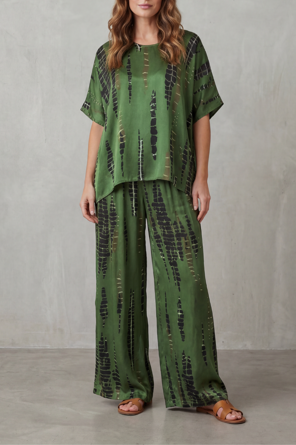 Marie Abstract-Print Wide-Leg Set | Women's Two-Piece