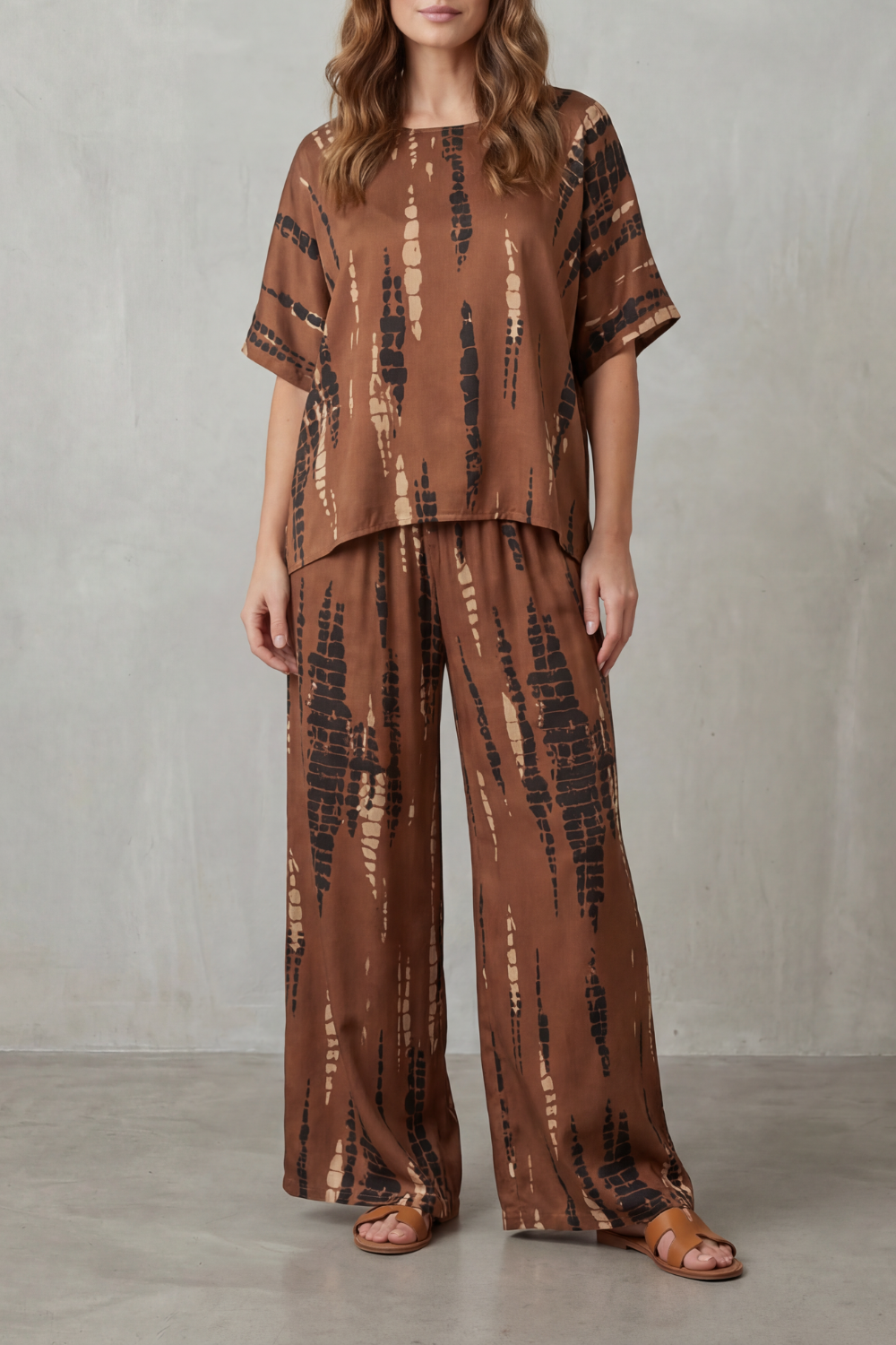 Marie Abstract-Print Wide-Leg Set | Women's Two-Piece