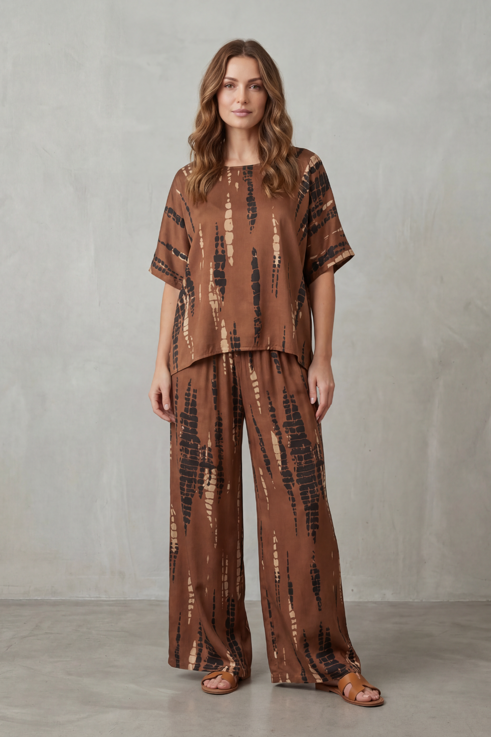 Marie Abstract-Print Wide-Leg Set | Women's Two-Piece
