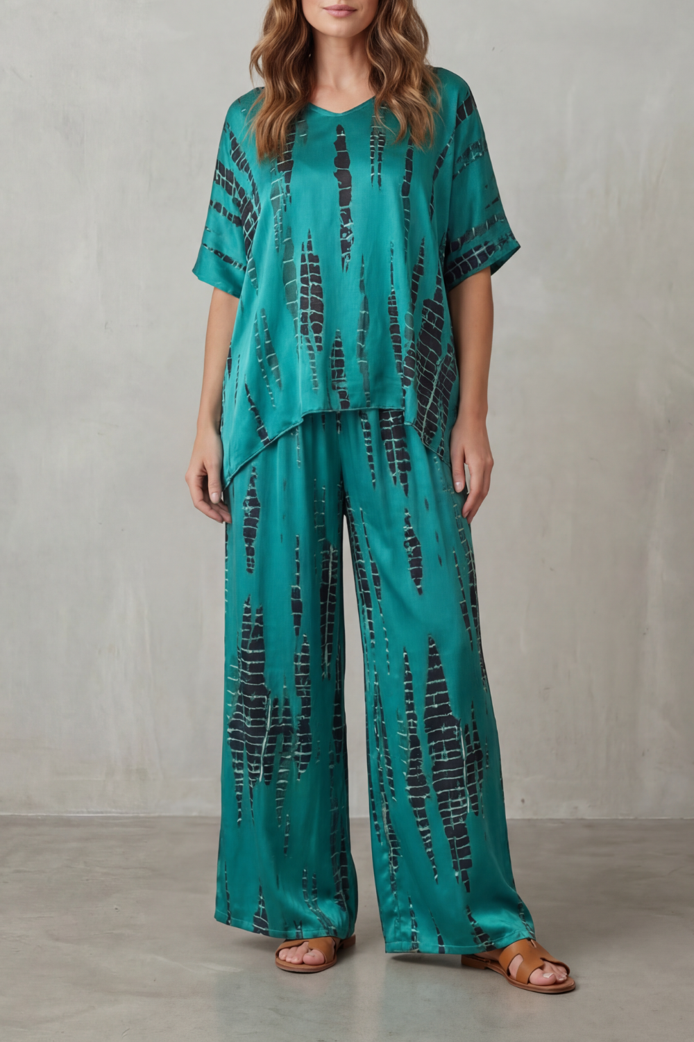 Marie Abstract-Print Wide-Leg Set | Women's Two-Piece