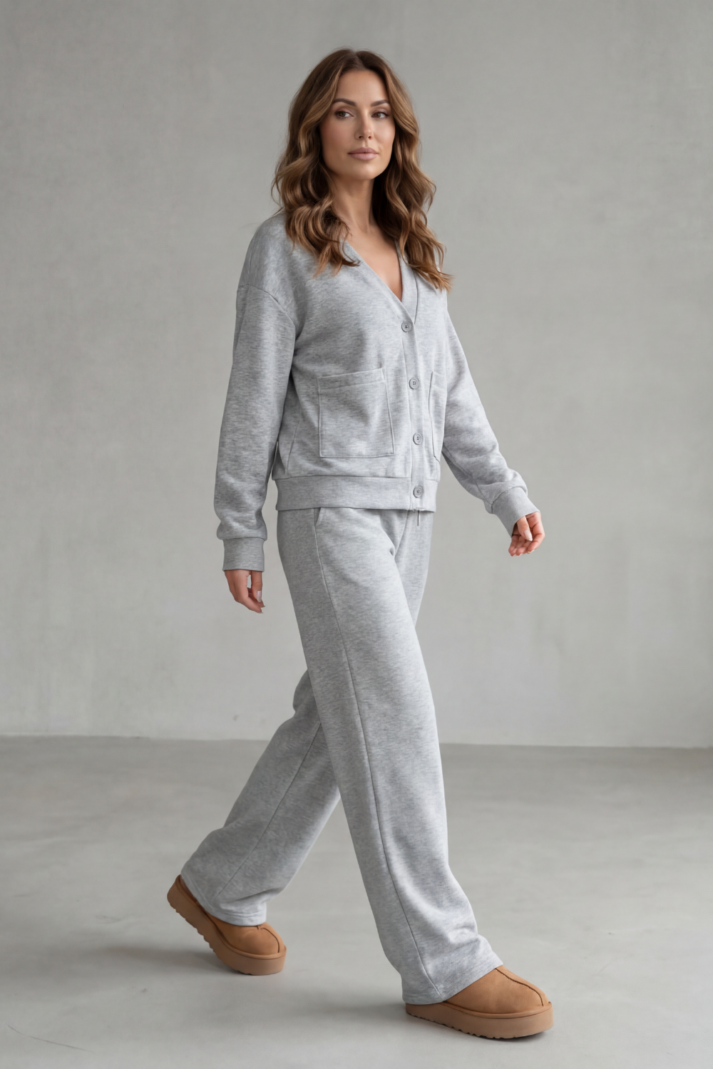 Mirelline Button-Down Cardigan Set | Women's Wide-Leg Lounge