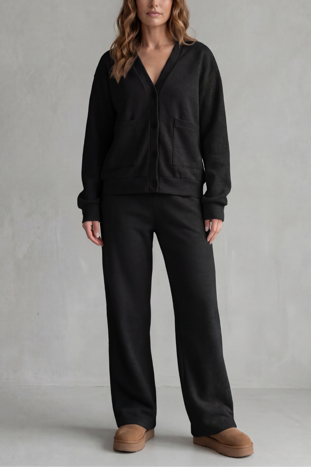 Mirelline Button-Down Cardigan Set | Women's Wide-Leg Lounge