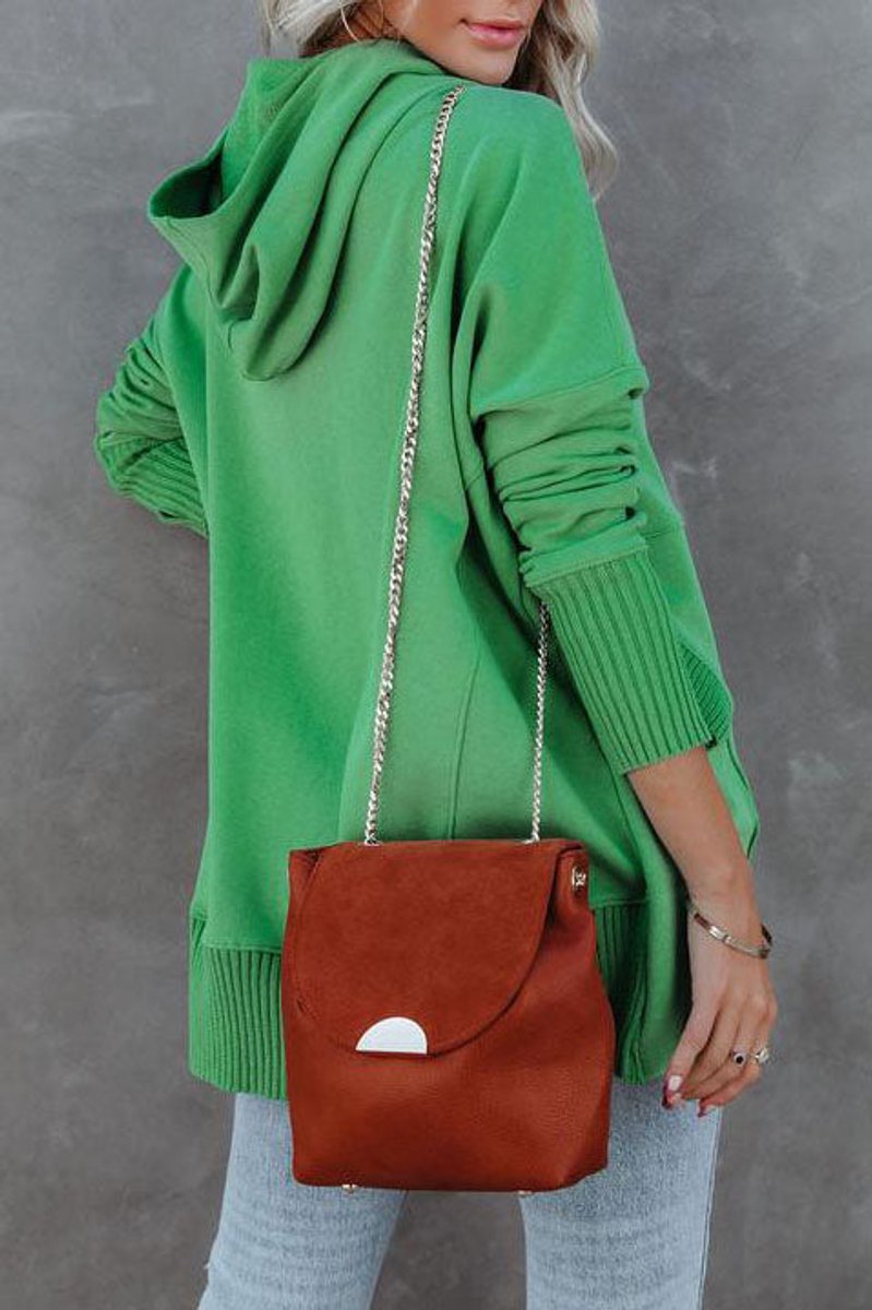 Oversized Hoodie with Snap Placket and Ribbed Sleeves