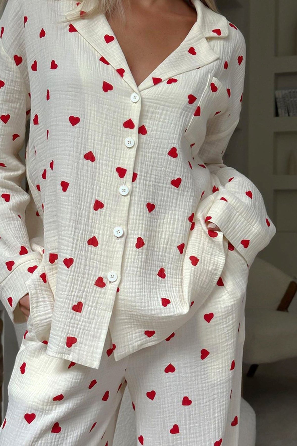 Pyjama Set with Heart Pattern