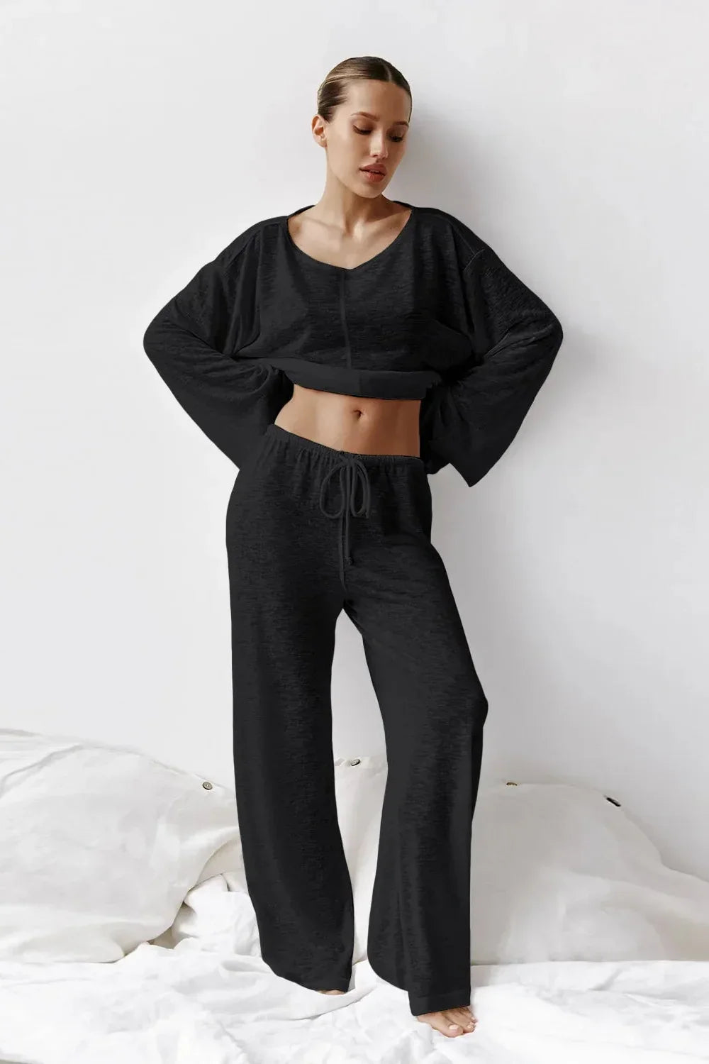 Lena Cropped Wide-Leg Loungewear Set | Women's Two-Piece