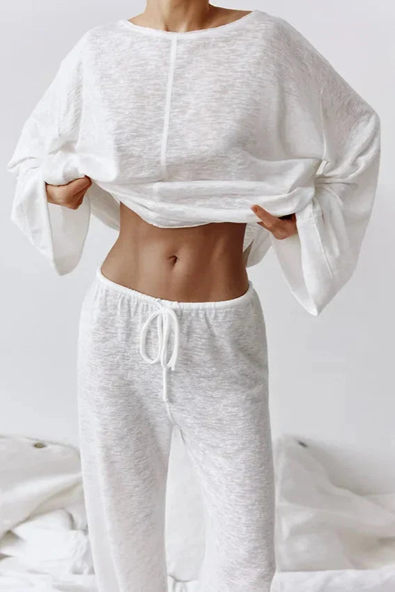 Lena Cropped Wide-Leg Loungewear Set | Women's Two-Piece