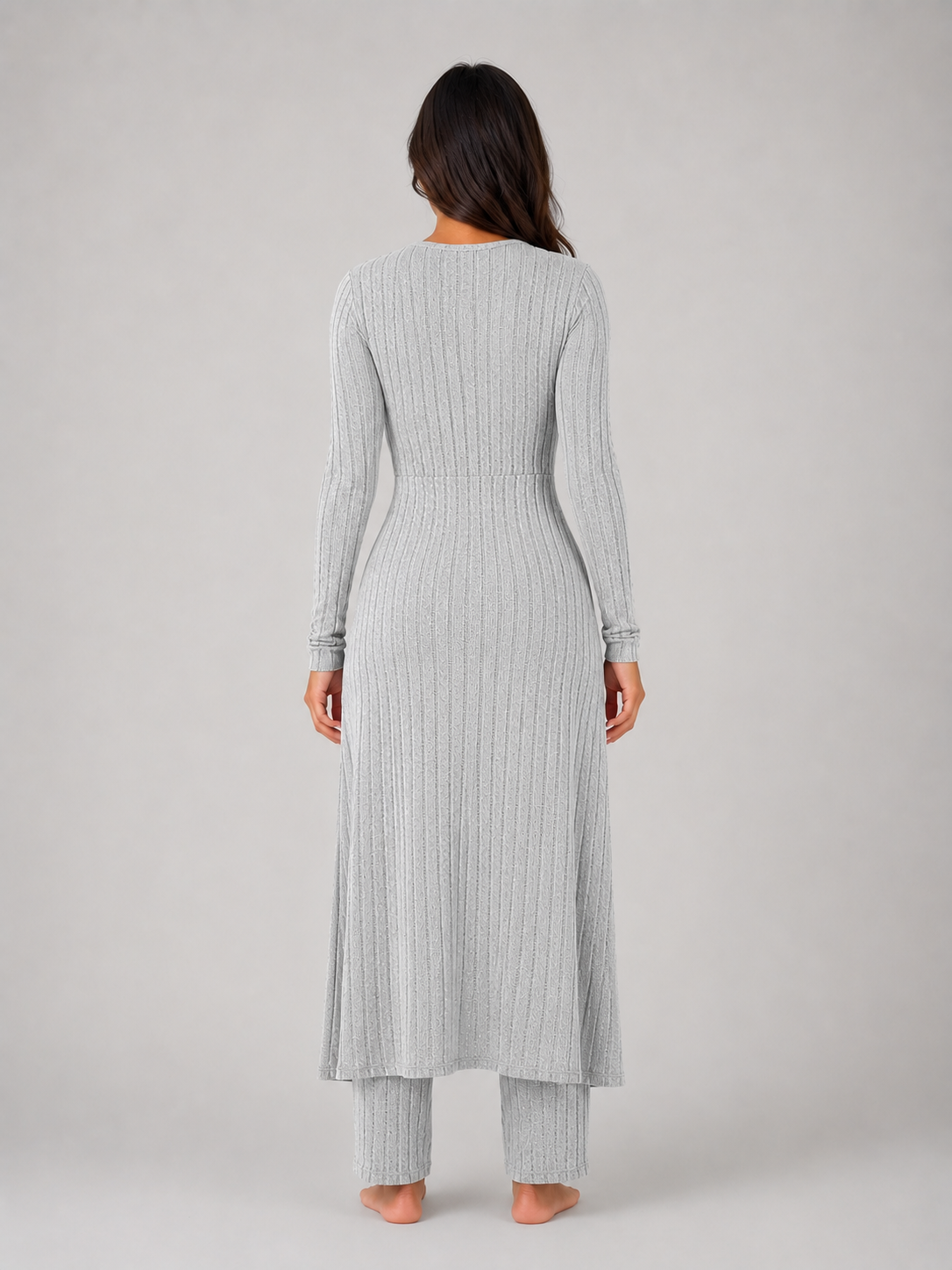 Women's Ribbed Soft Two-Piece Lounge Set - Relaxed Fit Co-Ord