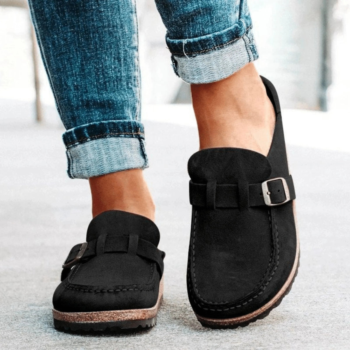 Holly | Buckle-Accent Cork Sole Slippers