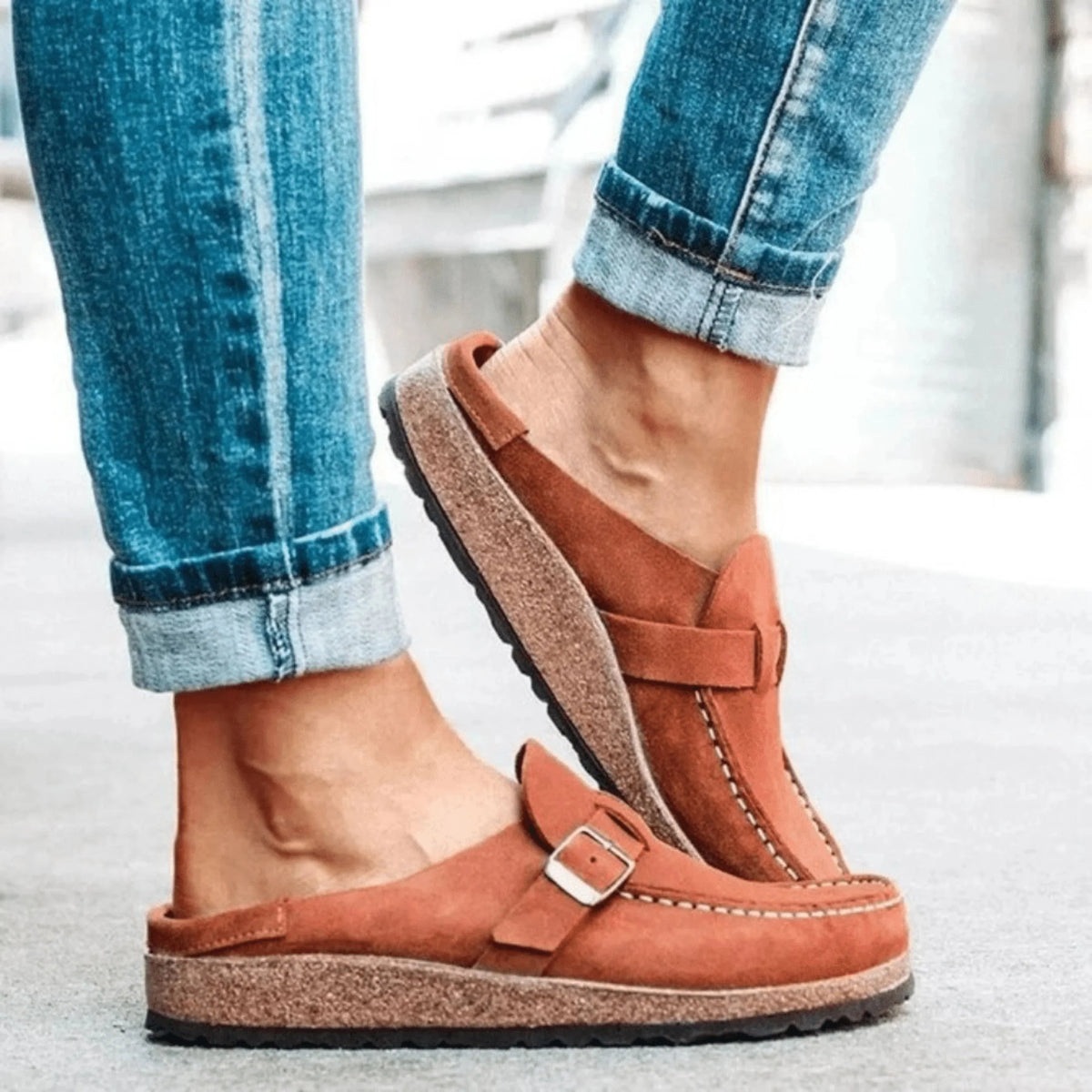 Holly | Buckle-Accent Cork Sole Slippers