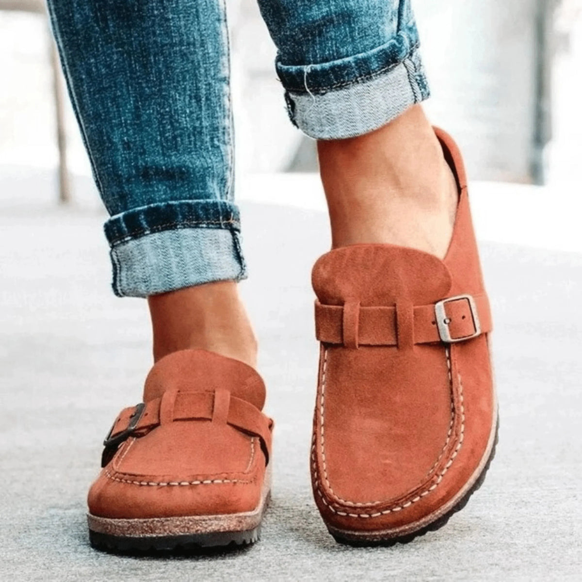 Holly | Buckle-Accent Cork Sole Slippers