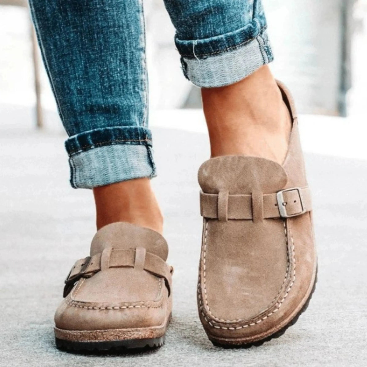 Holly | Buckle-Accent Cork Sole Slippers