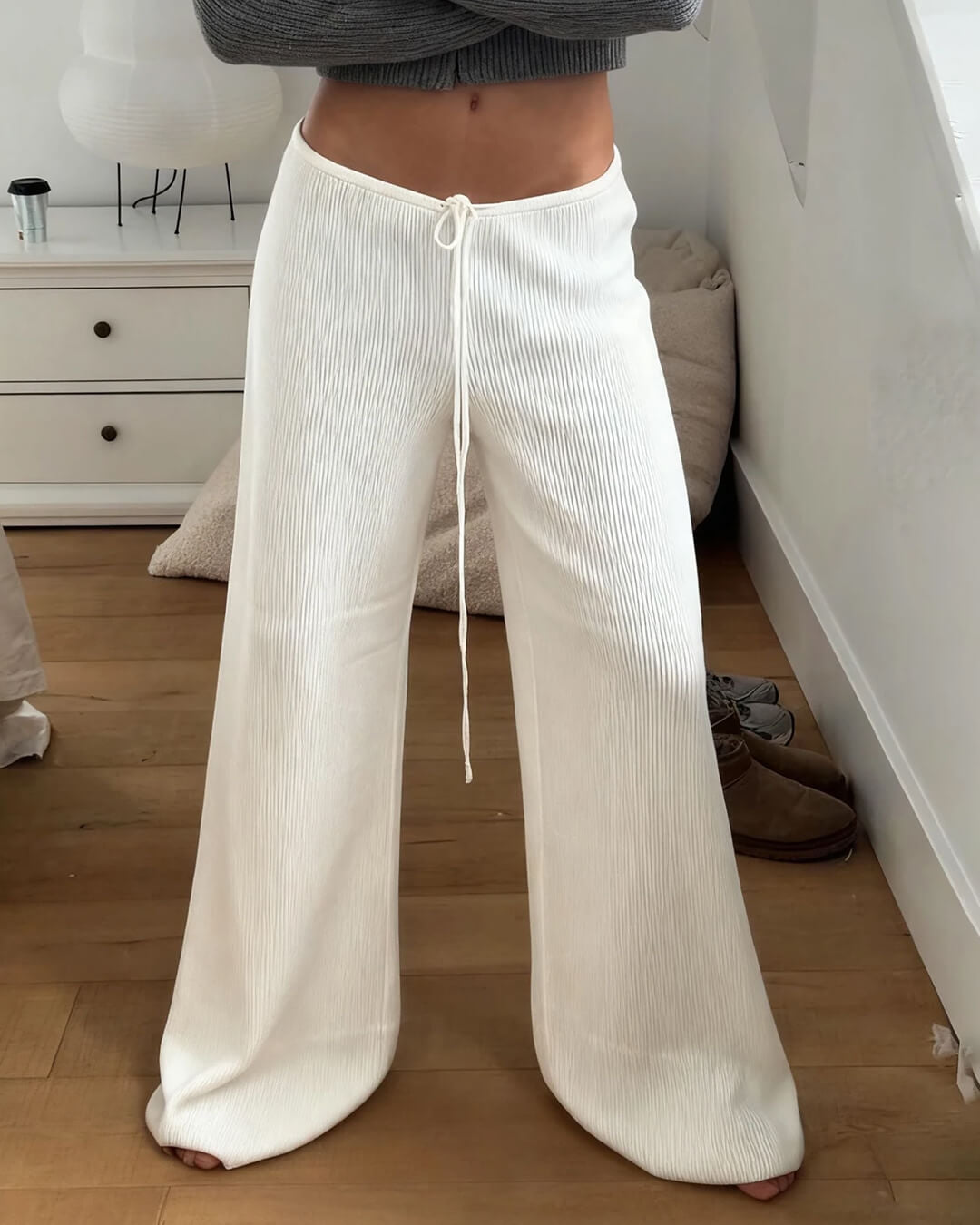 Gabriela Ribbed Knit Lounge Pants | Women's Wide-Leg Trousers