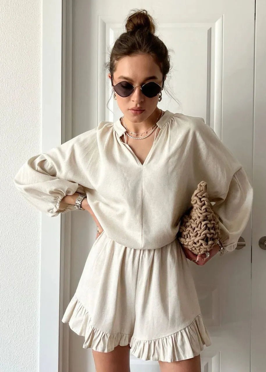 Emilia Soft Lounge Set | Women's Long Sleeve Shorts Set