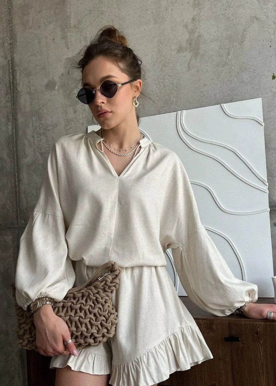 Emilia Soft Lounge Set | Women's Long Sleeve Shorts Set