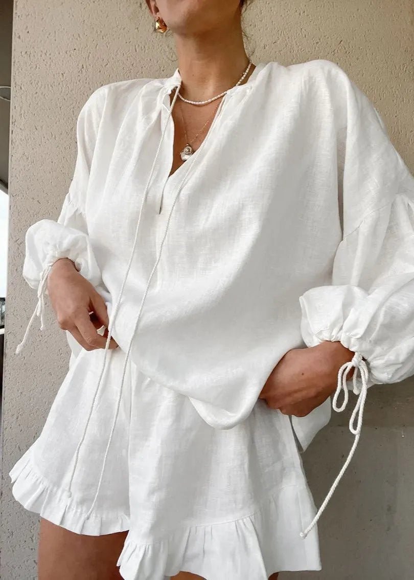 Emilia Soft Lounge Set | Women's Long Sleeve Shorts Set