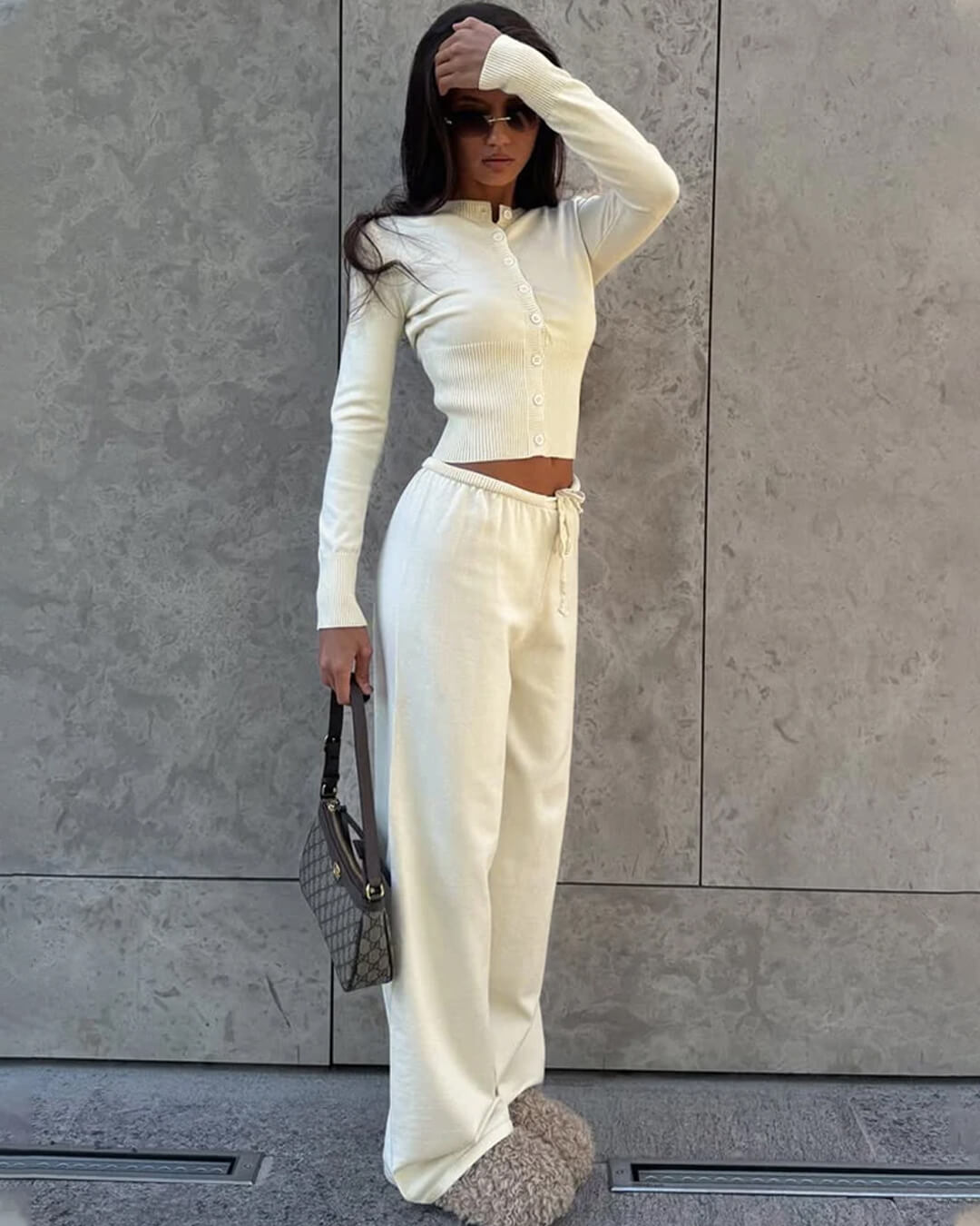 Jamilla Knit Cardigan Set | Women's Drawstring Pants Two-Piece